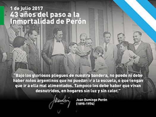 43 años del paso a la Inmortalidad de Juan Domingo Perón