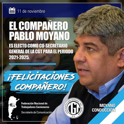 11 de noviembre - Pablo Moyano es electo co-Secretario de la CGT