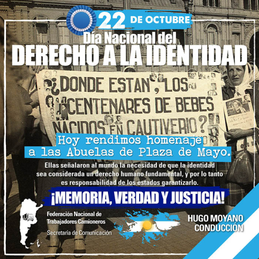 22 de octubre - Día Nacional del Derecho a la Identidad
