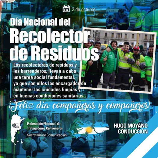 2 de octubre - Día Nacional del Recolector de Residuos